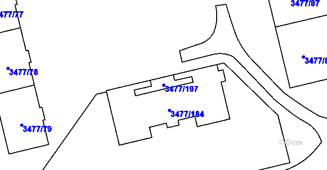 Parcela st. 3477/197 v KÚ Břevnov, Katastrální mapa