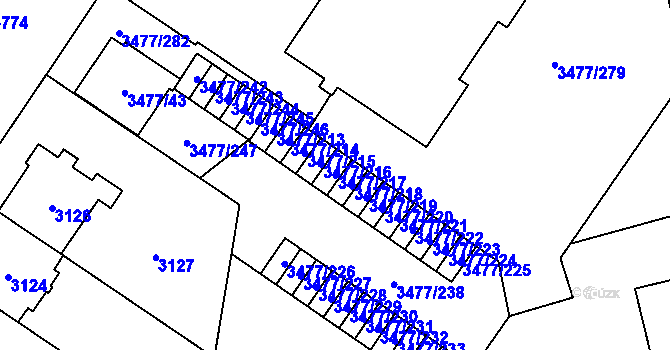 Parcela st. 3477/217 v KÚ Břevnov, Katastrální mapa