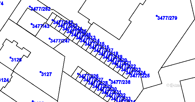 Parcela st. 3477/218 v KÚ Břevnov, Katastrální mapa