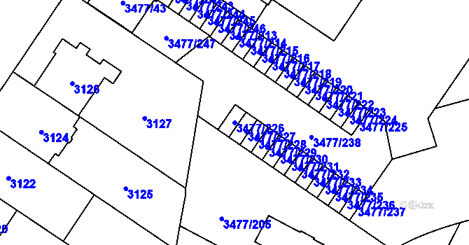 Parcela st. 3477/226 v KÚ Břevnov, Katastrální mapa