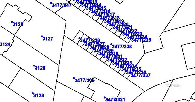 Parcela st. 3477/230 v KÚ Břevnov, Katastrální mapa