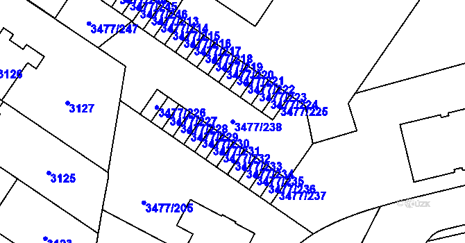 Parcela st. 3477/238 v KÚ Břevnov, Katastrální mapa