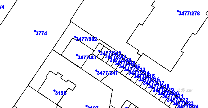 Parcela st. 3477/243 v KÚ Břevnov, Katastrální mapa