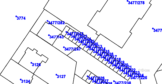 Parcela st. 3477/246 v KÚ Břevnov, Katastrální mapa