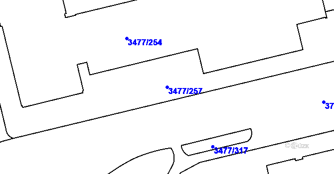 Parcela st. 3477/257 v KÚ Břevnov, Katastrální mapa