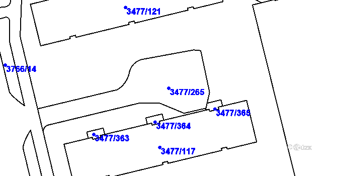 Parcela st. 3477/265 v KÚ Břevnov, Katastrální mapa