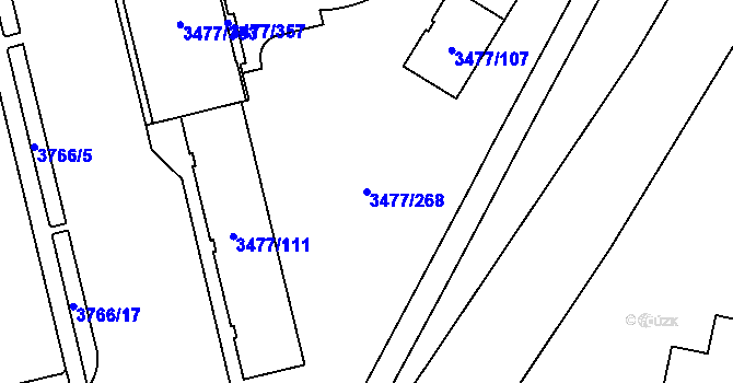 Parcela st. 3477/268 v KÚ Břevnov, Katastrální mapa