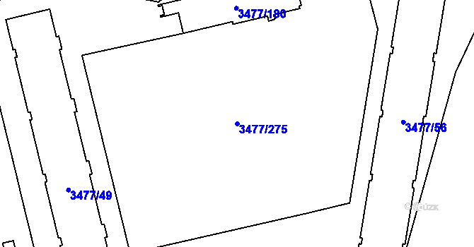 Parcela st. 3477/275 v KÚ Břevnov, Katastrální mapa