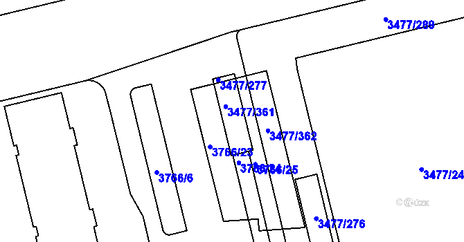 Parcela st. 3477/277 v KÚ Břevnov, Katastrální mapa