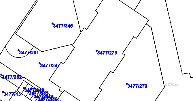 Parcela st. 3477/278 v KÚ Břevnov, Katastrální mapa