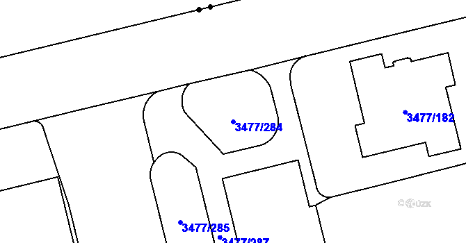 Parcela st. 3477/284 v KÚ Břevnov, Katastrální mapa