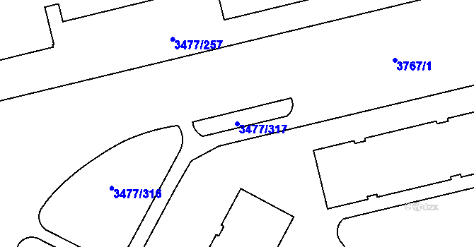 Parcela st. 3477/317 v KÚ Břevnov, Katastrální mapa