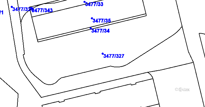 Parcela st. 3477/327 v KÚ Břevnov, Katastrální mapa