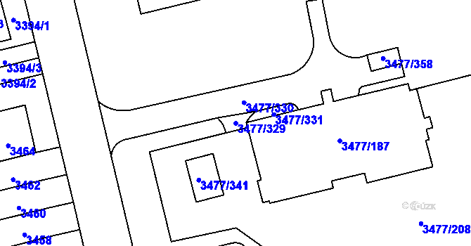 Parcela st. 3477/329 v KÚ Břevnov, Katastrální mapa