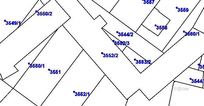 Parcela st. 3552/2 v KÚ Břevnov, Katastrální mapa