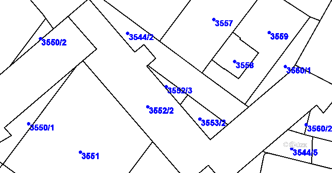 Parcela st. 3552/3 v KÚ Břevnov, Katastrální mapa