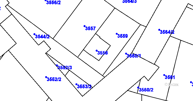 Parcela st. 3558 v KÚ Břevnov, Katastrální mapa