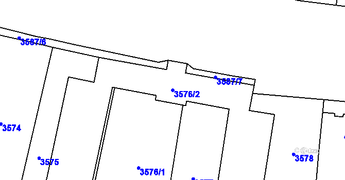 Parcela st. 3576/2 v KÚ Břevnov, Katastrální mapa