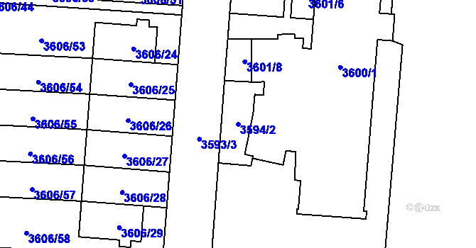 Parcela st. 3594/2 v KÚ Břevnov, Katastrální mapa