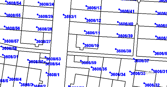 Parcela st. 3606/10 v KÚ Břevnov, Katastrální mapa