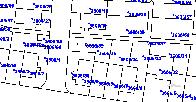 Parcela st. 3606/35 v KÚ Břevnov, Katastrální mapa