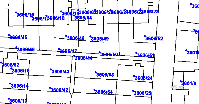 Parcela st. 3606/50 v KÚ Břevnov, Katastrální mapa