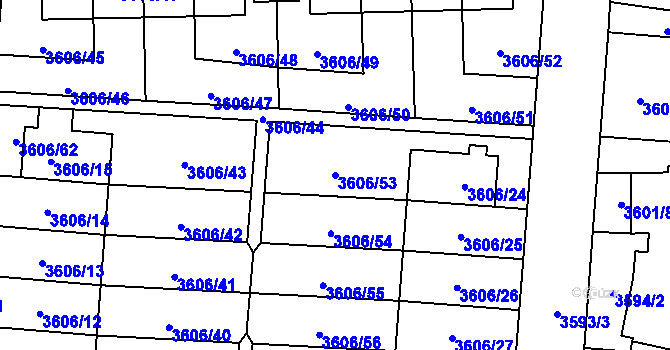 Parcela st. 3606/53 v KÚ Břevnov, Katastrální mapa