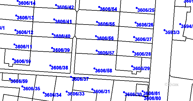 Parcela st. 3606/57 v KÚ Břevnov, Katastrální mapa