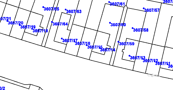 Parcela st. 3607/15 v KÚ Břevnov, Katastrální mapa