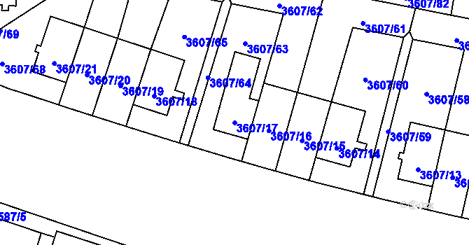 Parcela st. 3607/17 v KÚ Břevnov, Katastrální mapa