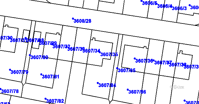 Parcela st. 3607/35 v KÚ Břevnov, Katastrální mapa