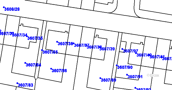 Parcela st. 3607/38 v KÚ Břevnov, Katastrální mapa