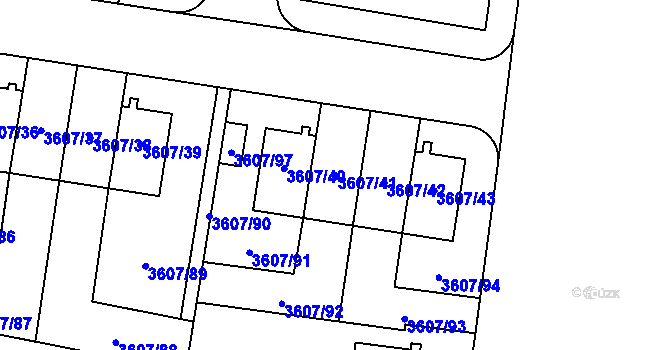 Parcela st. 3607/41 v KÚ Břevnov, Katastrální mapa