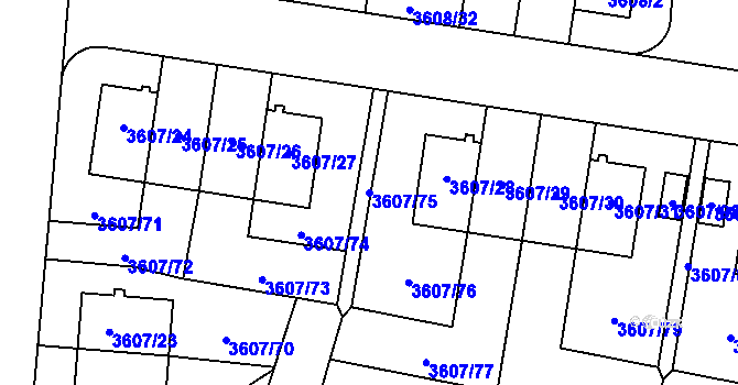Parcela st. 3607/75 v KÚ Břevnov, Katastrální mapa