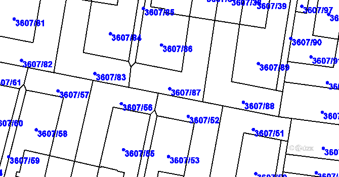 Parcela st. 3607/87 v KÚ Břevnov, Katastrální mapa