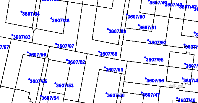 Parcela st. 3607/88 v KÚ Břevnov, Katastrální mapa