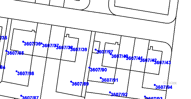 Parcela st. 3607/97 v KÚ Břevnov, Katastrální mapa