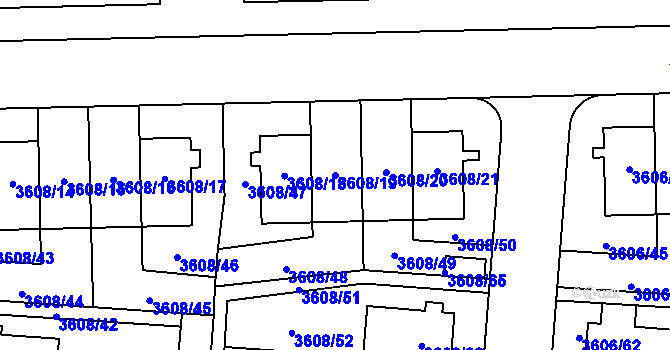 Parcela st. 3608/19 v KÚ Břevnov, Katastrální mapa