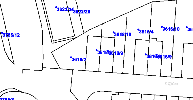 Parcela st. 3618/8 v KÚ Břevnov, Katastrální mapa