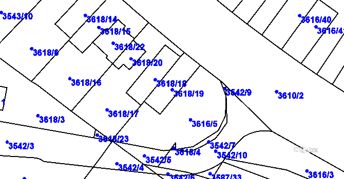 Parcela st. 3618/19 v KÚ Břevnov, Katastrální mapa