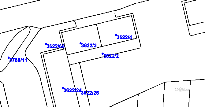 Parcela st. 3622/2 v KÚ Břevnov, Katastrální mapa