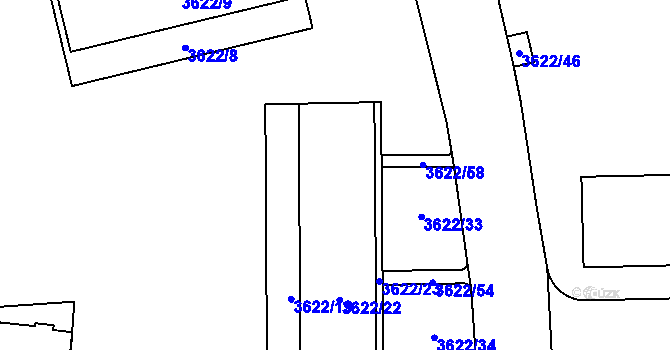 Parcela st. 3622/20 v KÚ Břevnov, Katastrální mapa