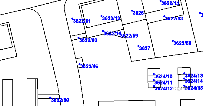 Parcela st. 3622/55 v KÚ Břevnov, Katastrální mapa