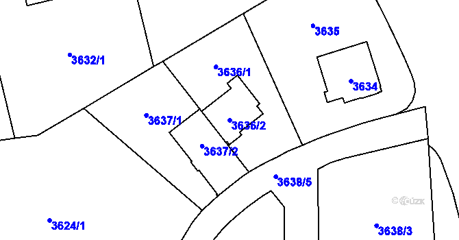 Parcela st. 3636/2 v KÚ Břevnov, Katastrální mapa