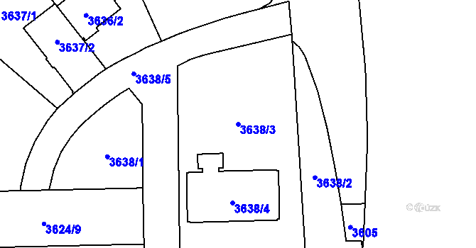 Parcela st. 3638/3 v KÚ Břevnov, Katastrální mapa