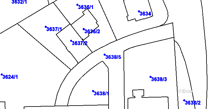 Parcela st. 3638/5 v KÚ Břevnov, Katastrální mapa