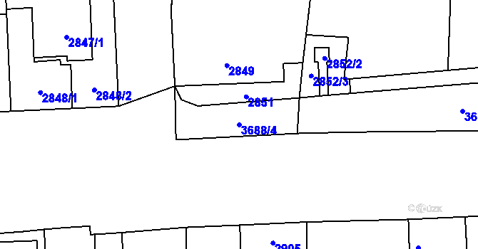 Parcela st. 3688/4 v KÚ Břevnov, Katastrální mapa