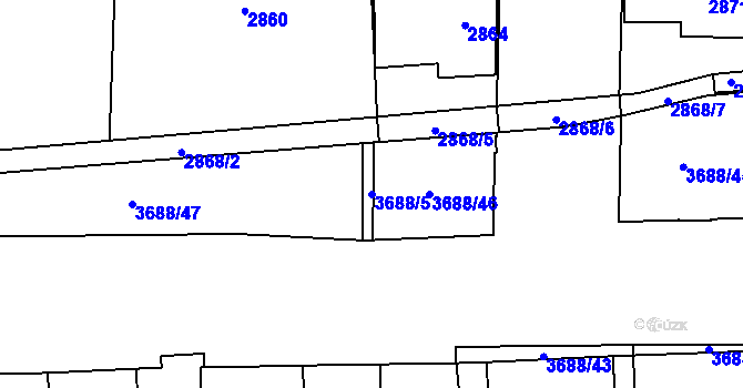 Parcela st. 3688/5 v KÚ Břevnov, Katastrální mapa