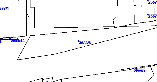 Parcela st. 3688/6 v KÚ Břevnov, Katastrální mapa