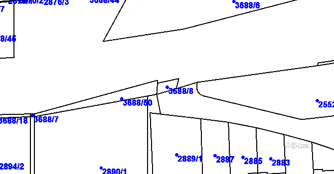 Parcela st. 3688/8 v KÚ Břevnov, Katastrální mapa